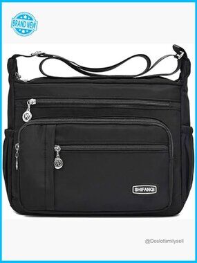Nylon Crossbody Bag Multi Pocket Utility Messenger Adjustable Strap Travel